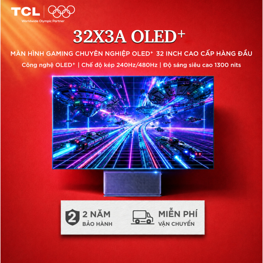 【OLED+ cao cấp hàng đầu】Màn hình 4K OLED+ 32 inch TCL 32X3A , chế độ kép 240Hz/480Hz, độ sáng siêu c