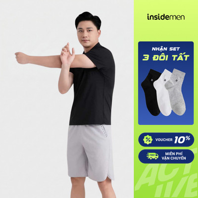 [TẶNG COMBO 3 TẤT] Áo Polo Nam Insidemen Active Regular Fit Jacquard công nghệ dán nhiệt mỏng nhẹ mát IPS110EDP01