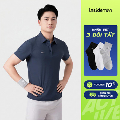 [TẶNG COMBO 3 TẤT] Áo Polo Nam Insidemen Active Regular Fit Jacquard thể thao cao cấp, họa tiết dệt chìm IPS110EDP01