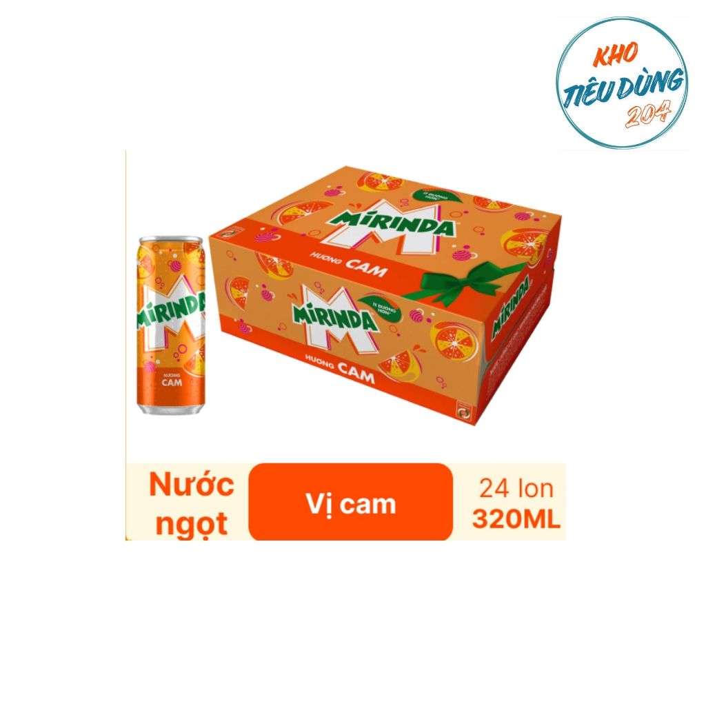 [1 Thùng] Mirinda Cam 320Ml Sleek (24 Lon)
