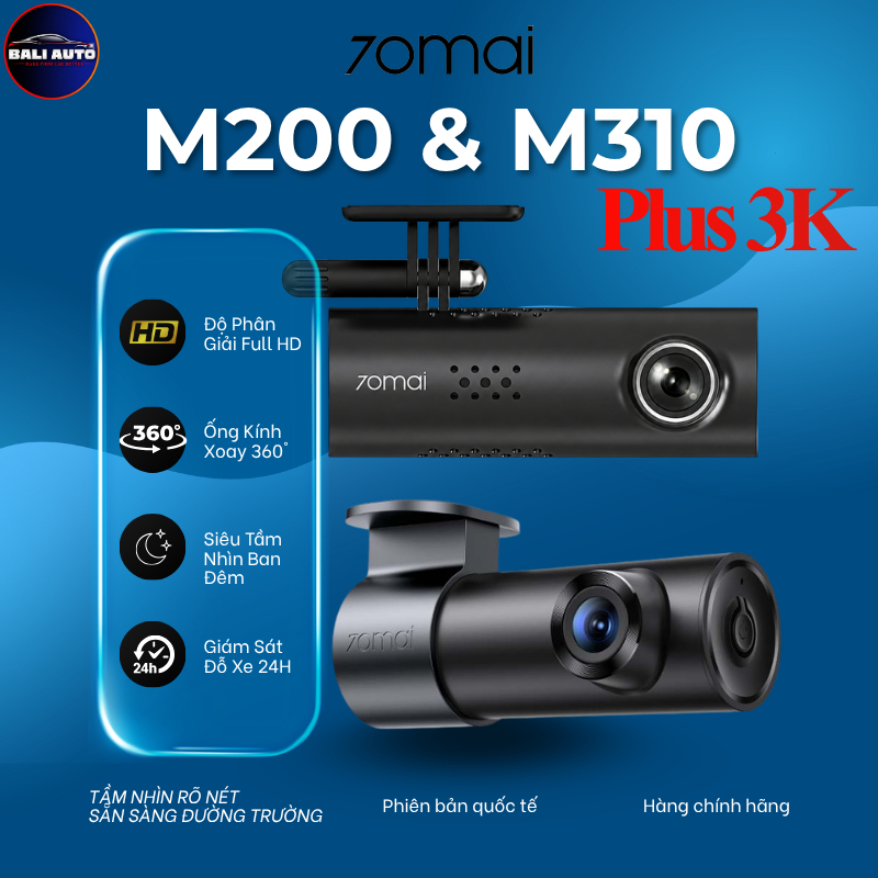 Camera hành trình 70Mai M200 và M310 3K Plus <Tặng GoFa 3 tháng> bản quốc tế, ghi hình sắc nét, App 