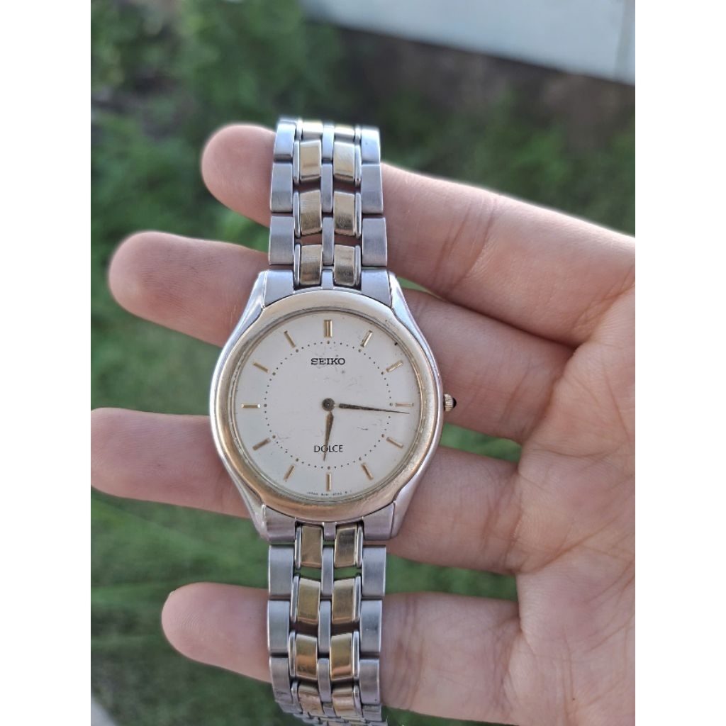 Đồng hồ Nam thương hiệu Seiko Dolce máy Nhật dáng mỏng, size mặt 33-35, size tay 18, máy 2 kim, dial