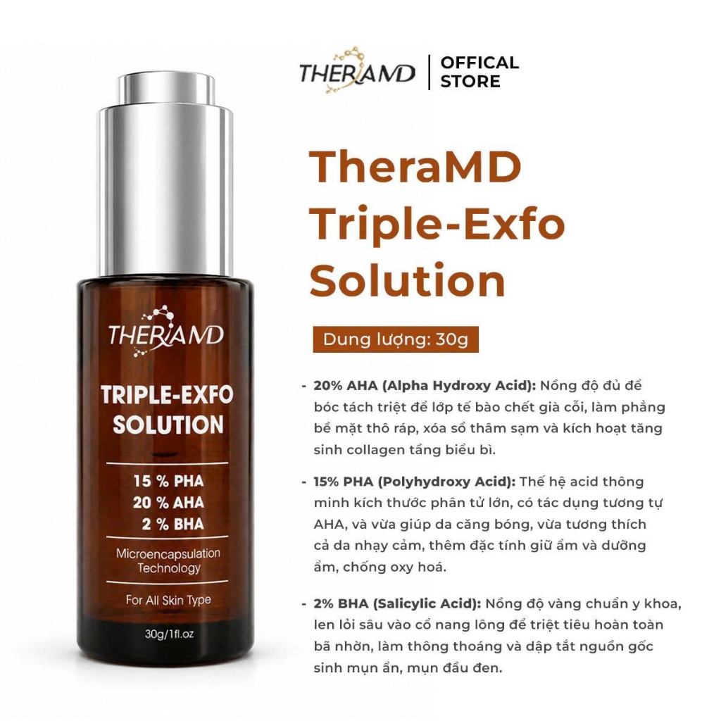 Tinh chất thay da sinh học THERAMD TRIPLE-EXFO SOLUTION - 30g