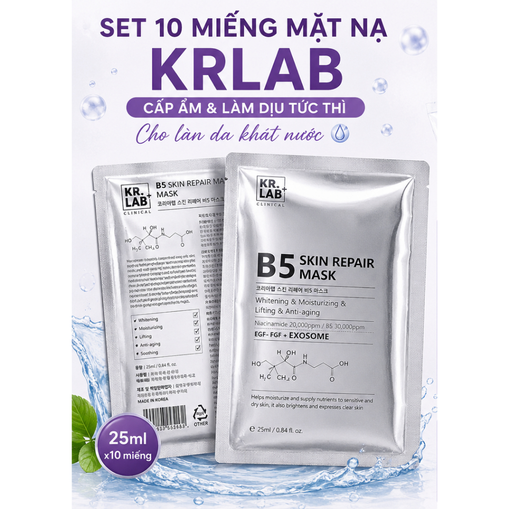 [Chính Hãng] SET 10 MIẾNG MẶT NẠ KR.LAB Clinical B5 EGF COMPLEX MASK