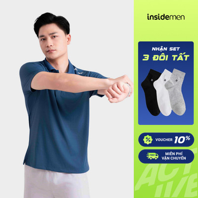 Áo Thun Có Cổ Nam Insidemen Active Dáng Regular Nhẹ Tênh Mát Lạnh Thoát Mồ Hôi IPS117EDP01
