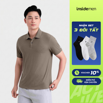 [TẶNG 3 VỚ] Áo Polo Insidemen ACTIVE tay ngắn mềm mịn thấm hút co giãn đa chiều, màu sắc cá tính, thoáng mát IPS114EDP01