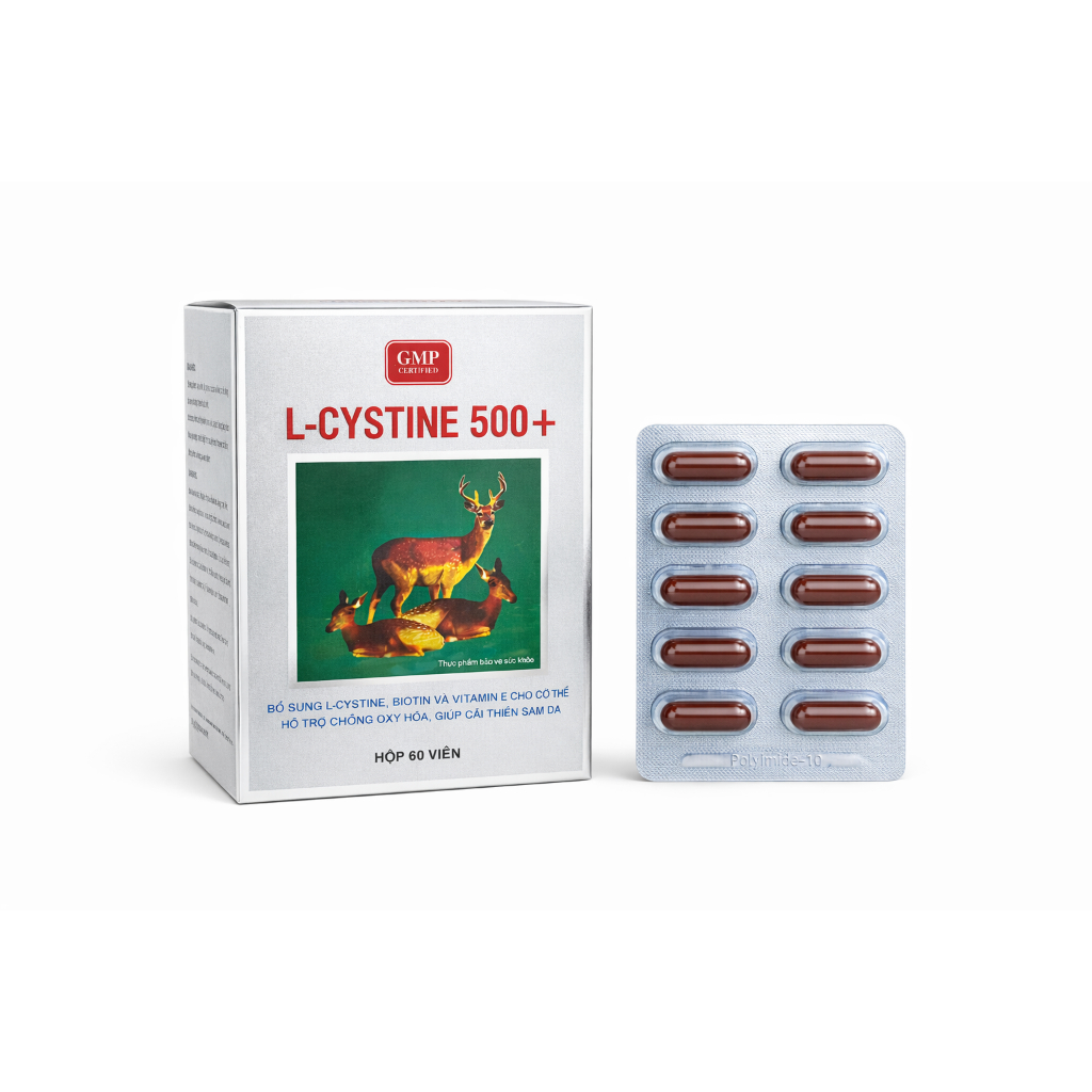 Viên mọc tóc L - Cystine 500+ giảm rụng tóc, bổ sung dưỡng chất- Hộp 60 viên