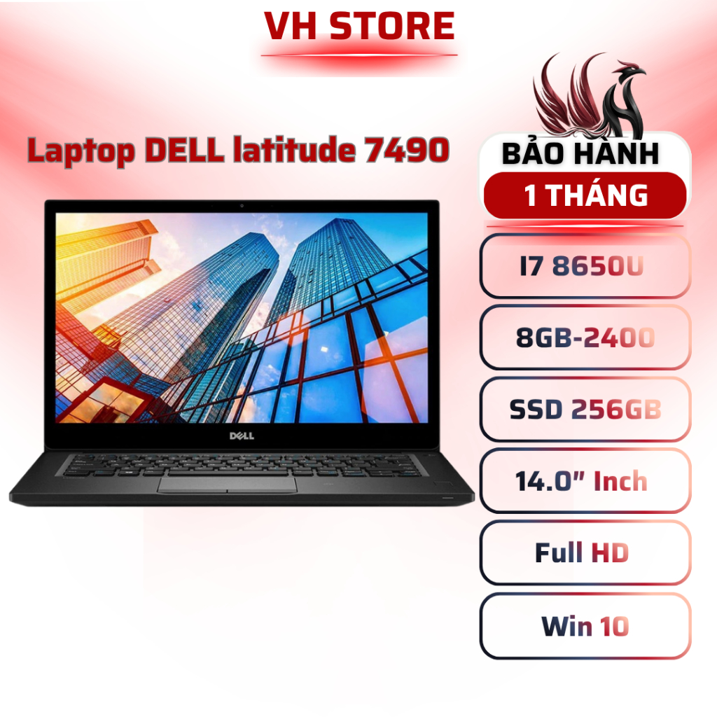 Laptop Dell Latitude 7490 Core i7-8650U | RAM 8GB | SSD 256GB | Màn Hình 14 Inch FHD