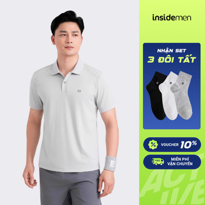 [TẶNG COMBO VỚ] Áo polo Insidemen ACTIVE tay ngắn Co giãn 4 chiều Thoáng Mát Regular Năng Động,Thời Trang IPS111EDP01