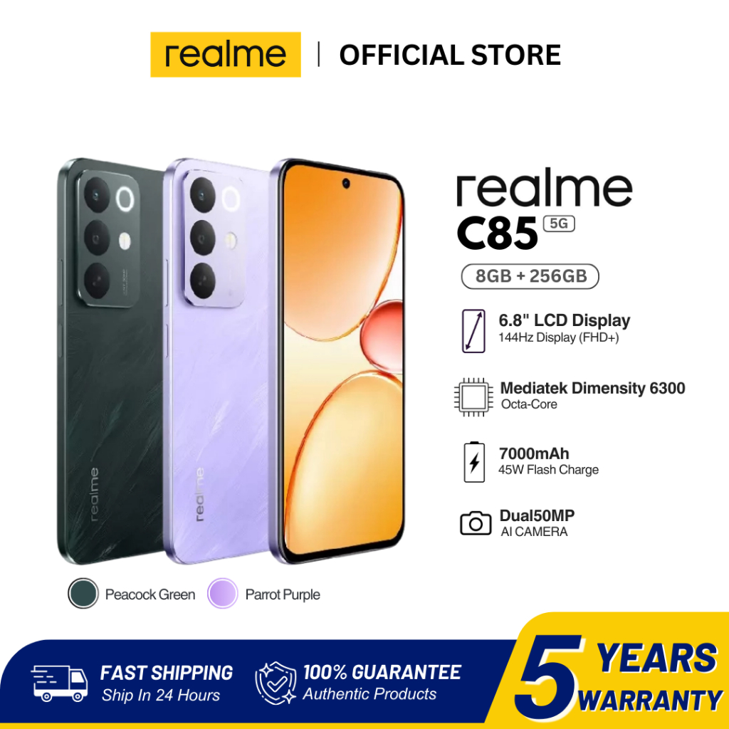 realme C85 5G 8GB+256GB | Dimensity 6300 | Pin 7000mAh bền bỉ | Màn hình 144Hz siêu mượt 1200nits | 