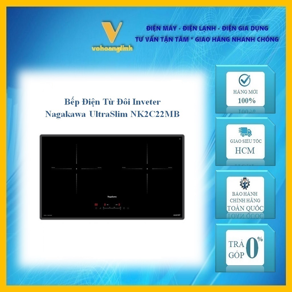 Bếp điện từ đôi Inverter Nagakawa UltraSlim NK2C22MB