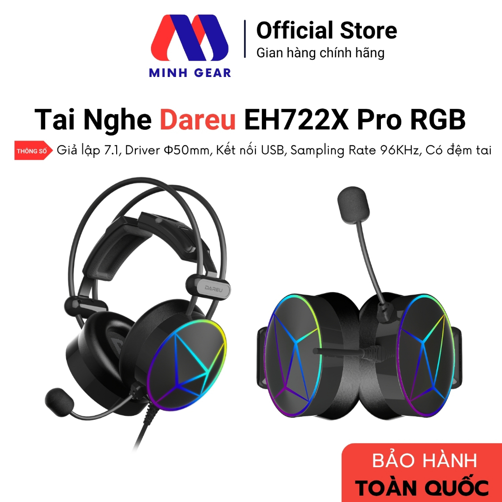 Tai Nghe Chụp Tai Dareu EH722X Pro RGB - Hàng Chính Hãng