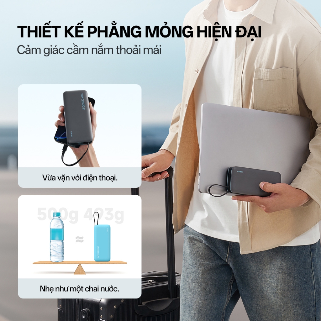 CUKTECH CP25 Sạc Di Động 2C1A Kèm Cáp | Sạc Nhanh 55W Max | Dung Lượng 20.000mAh | Bảo Hành 18 Tháng PB200N | BigBuy360 - bigbuy360.vn