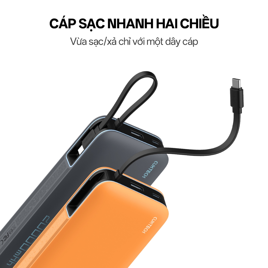 CUKTECH CP25 Sạc Di Động 2C1A Kèm Cáp | Sạc Nhanh 55W Max | Dung Lượng 20.000mAh | Bảo Hành 18 Tháng PB200N | BigBuy360 - bigbuy360.vn