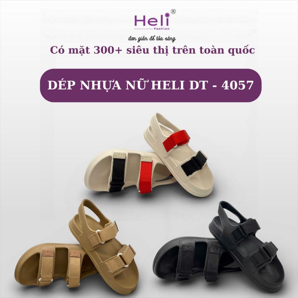 DÉP NHỰA NỮ HELI DT - 4057 Gìay hai quai dán, năng động, màu sắc nổi bật.