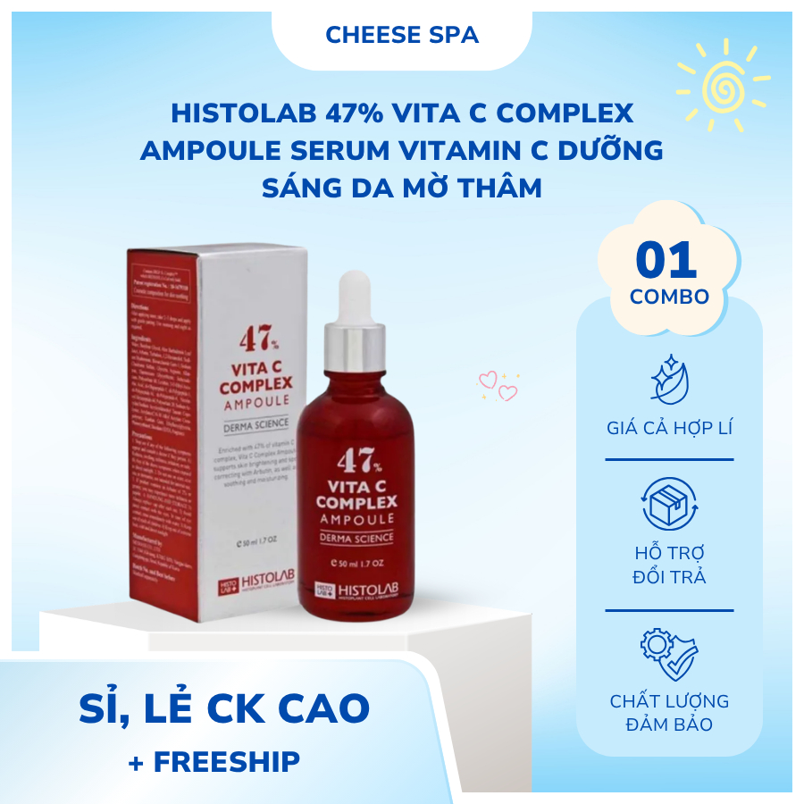 Histolab 47% Vita C Complex Ampoule Serum Vitamin C Dưỡng Sáng Da Mờ Thâm