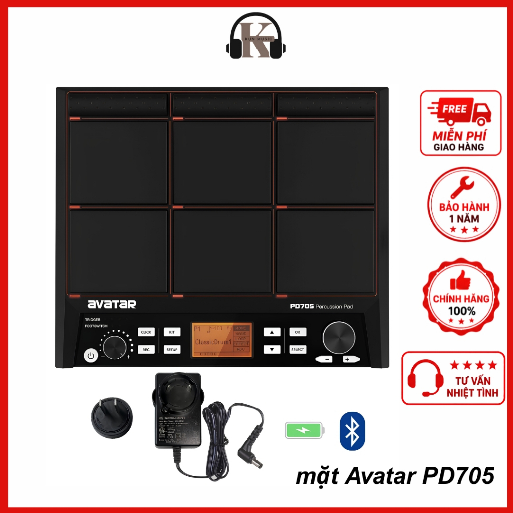 Bộ Trống Điện HXW Avatar PD705 Percussion Pad -  KUN MUSIC