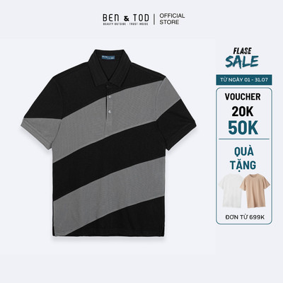 [Sale] Áo polo nam Ben & Tod R1300 BE123 chất cotton ghép màu phối