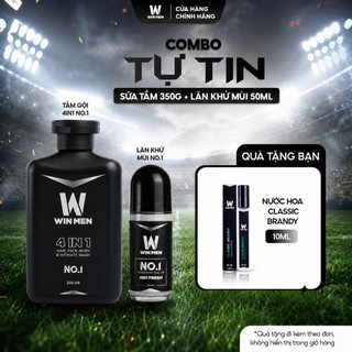 [MUA 1 TẶNG 2] Combo TỰ TIN - Tắm Gội Toàn Thân 4IN1 WINMEN 350g + Lăn Khử Mùi WINMEN WINMEN Hương Nước Hoa 50ml
