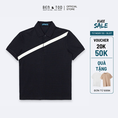 [Sale] Áo polo nam Ben & Tod R1300 BE238 chất liệu cotton co giãn, thoáng mát họa tiết in cán lụa form Regular