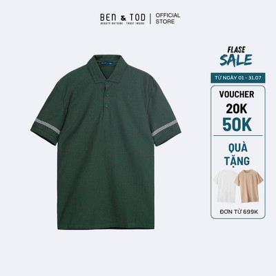 [Sale] Áo polo nam Ben & Tod R1300 BE561 chất liệu cotton co giãn họa tiết in Regular