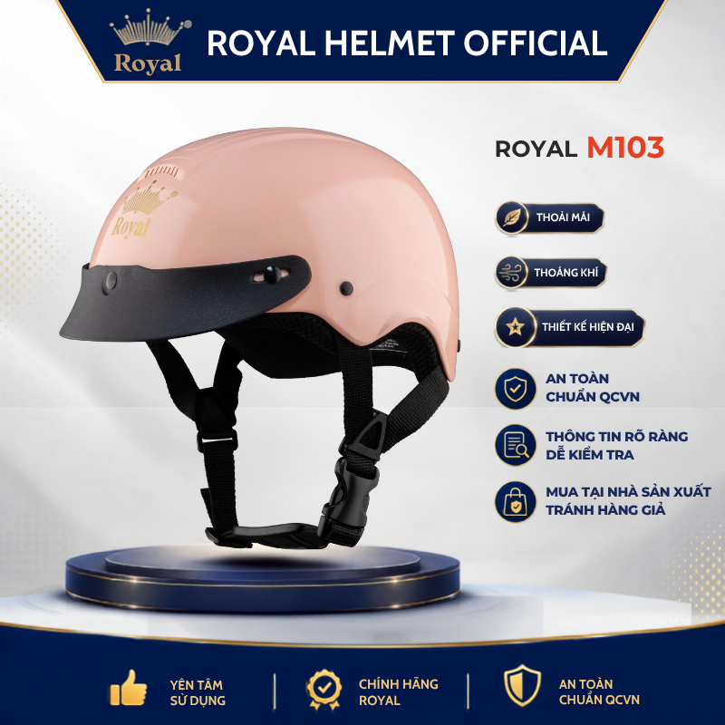 Mũ bảo hiểm Royal Nửa Đầu M103 chính hãng hợp nam nữ, nón bảo hiểm Royal Nhẹ Giá Rẻ