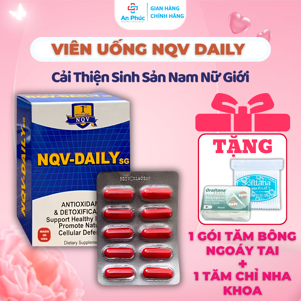 Viên uống NQV DAILY Hộp 30 Viên - Cải Thiện Sinh Sản, Hỗ Trợ Chống Oxy Hóa