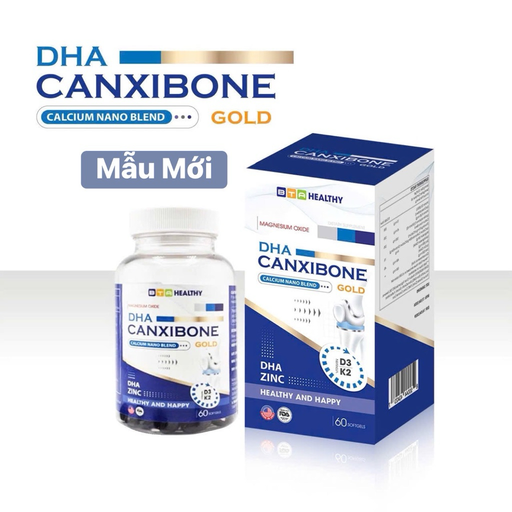 DHA Canxibone Gold -Canxi nhập Mỹ, Bổ Sung Canxi ,Giúp Xương, Răng Chắc Khỏe, Hỗ Trợ Phát Triển Chiều Cao. Lọ 60v
