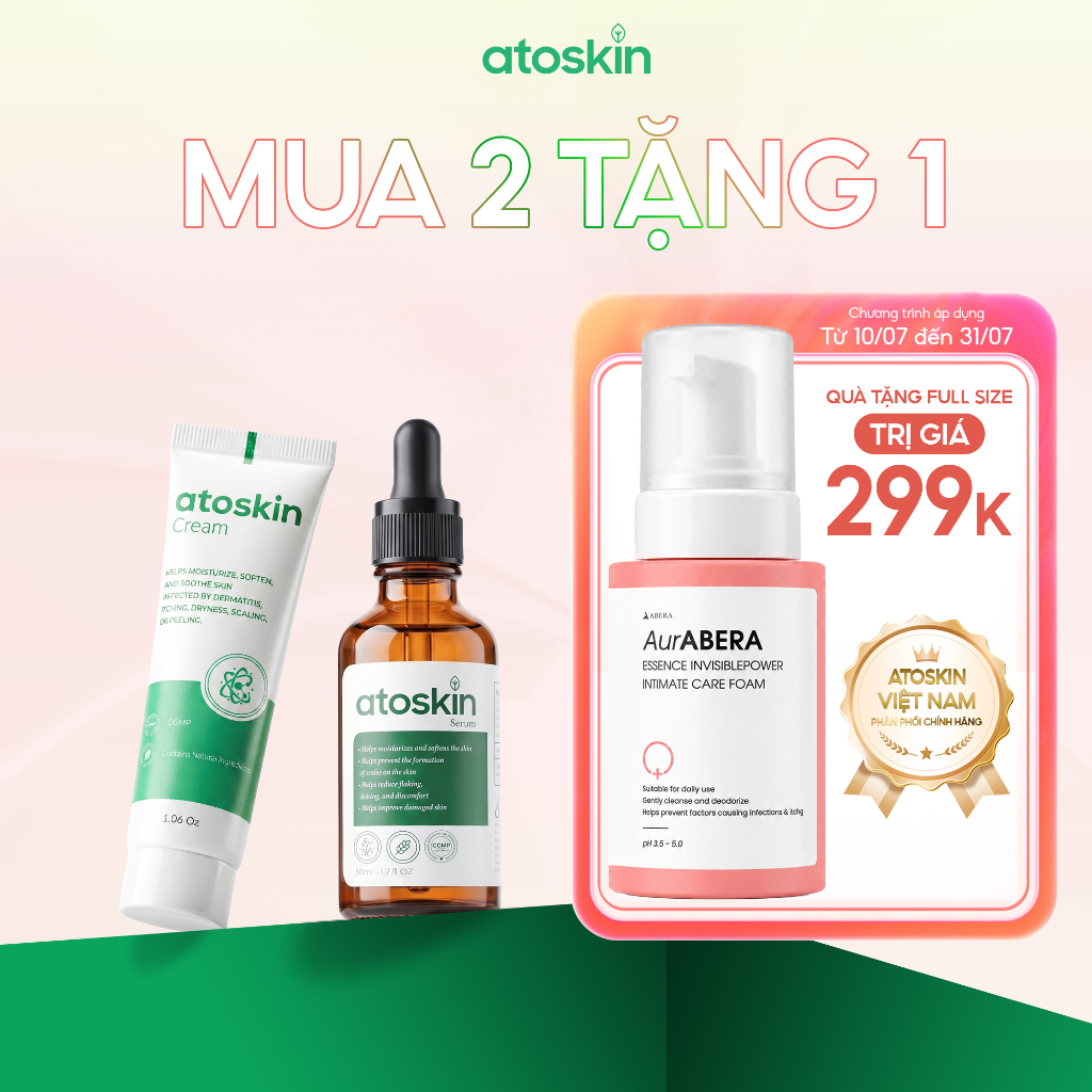 [MUA 2 GIẢM 35%] Combo Serum viêm da cơ địa Atoskin + Kem bôi viêm da cơ địa Atoskin