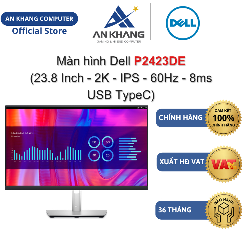 Màn hình Dell P2423DE (23.8 inch - 2K - IPS - 60Hz - 5ms - RJ45) Chính hãng Bảo hành 36 Tháng