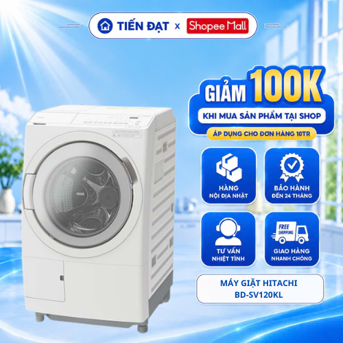 May giặt JINHOME Hitachi BD-SV120KL giặt 12kg sấy 6kg nội địa Nhật mới