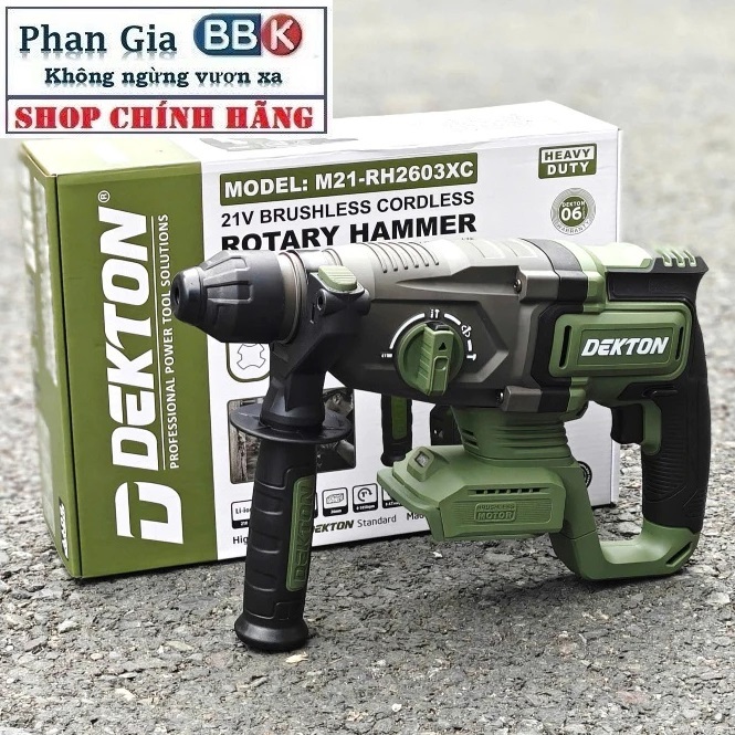 Máy khoan bê tông pin DEKTON M21-RH2603XC, 3 Chức Năng, Động cơ Không chổi than, SDS PLUS, Lực Đập 3
