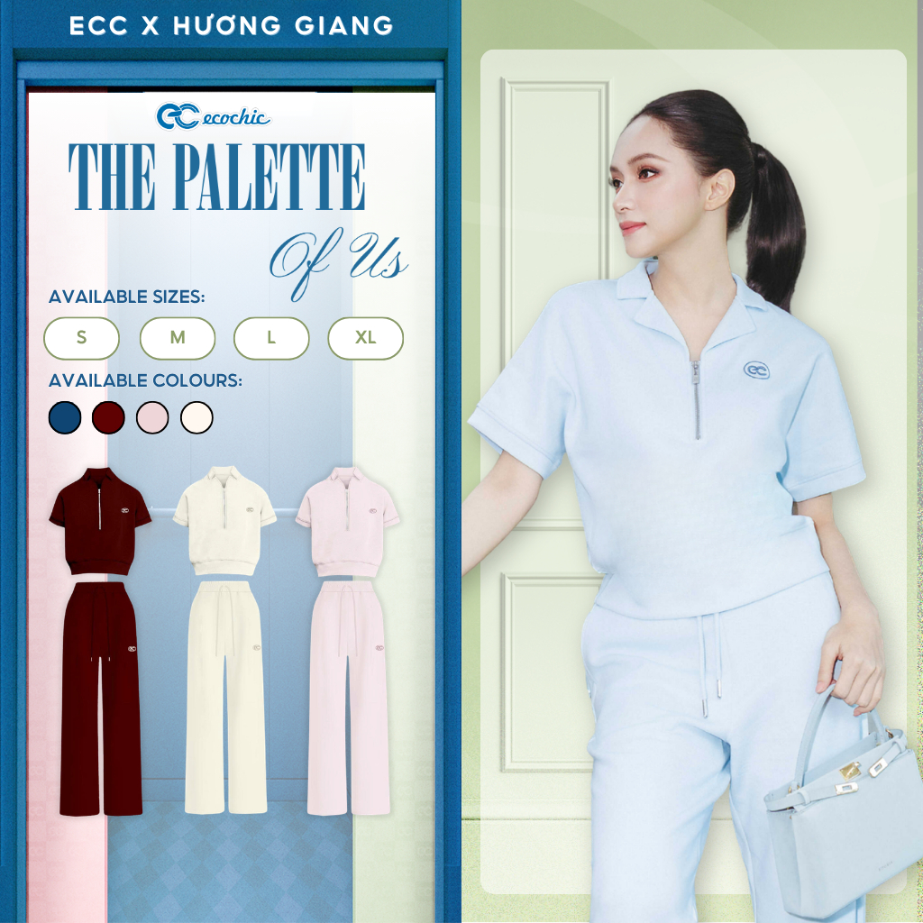 Set Bộ Vải Tencel ECOCHIC B222 Cổ Khóa Haflzip Quần Ống Suông Cao Cấp Chính Hãng