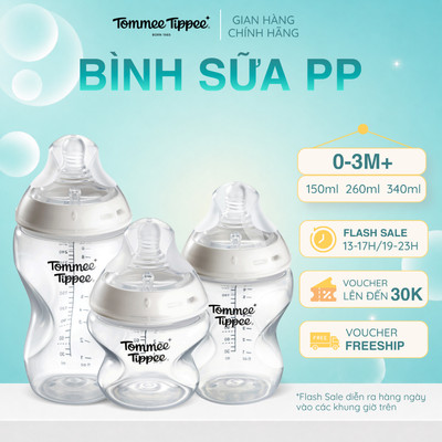 Bình Sữa PP Ty Siêu Mềm Tự Nhiên Tommee Tippee 150ml, 260ml, 340ml, Cho Bé Từ Sơ Sinh