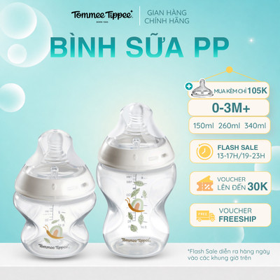 Bình sữa PP Hoạ Tiết Ty Siêu Mềm Tự Nhiên Tommee Tippee Natural Start Cho Bé Từ Sơ Sinh Được Mua Kèm Thêm 1 Núm