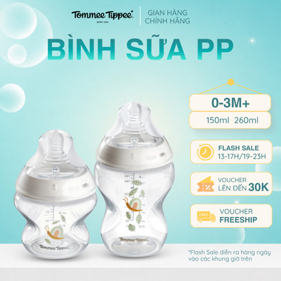 Bình sữa PP Hoạ Tiết Ty Siêu Mềm Tự Nhiên Tommee Tippee Natural Start 150ml, 260ml, Cho Bé Từ Sơ Sinh