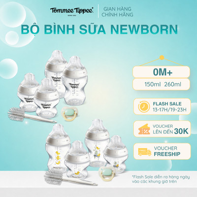 Bộ Bình Sữa Sơ Sinh Newborn Ty Siêu Mềm Tự Nhiên Natural Start Trơn, Hoa Tiết