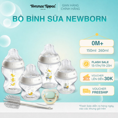Bộ Bình Sữa Sơ Sinh Ty Siêu Mềm Tự Nhiên Tommee Tippee Natural Start - Hoạ Tiết