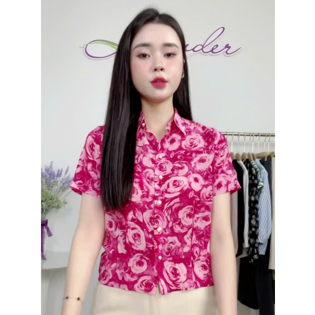 [XẢ HANG ]Áo sơ mi nữ thời trang LAVENDER cổ đức lụa nhật A3053