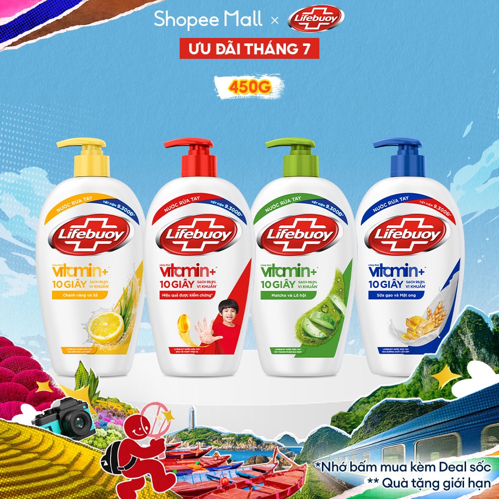 Nước Rửa Tay Lifebuoy Bảo Vệ Khỏi 99.9% Vi Khuẩn Gây Bệnh Hỗ Trợ Cùng Đề Kháng Da Tự Nhiên 450G