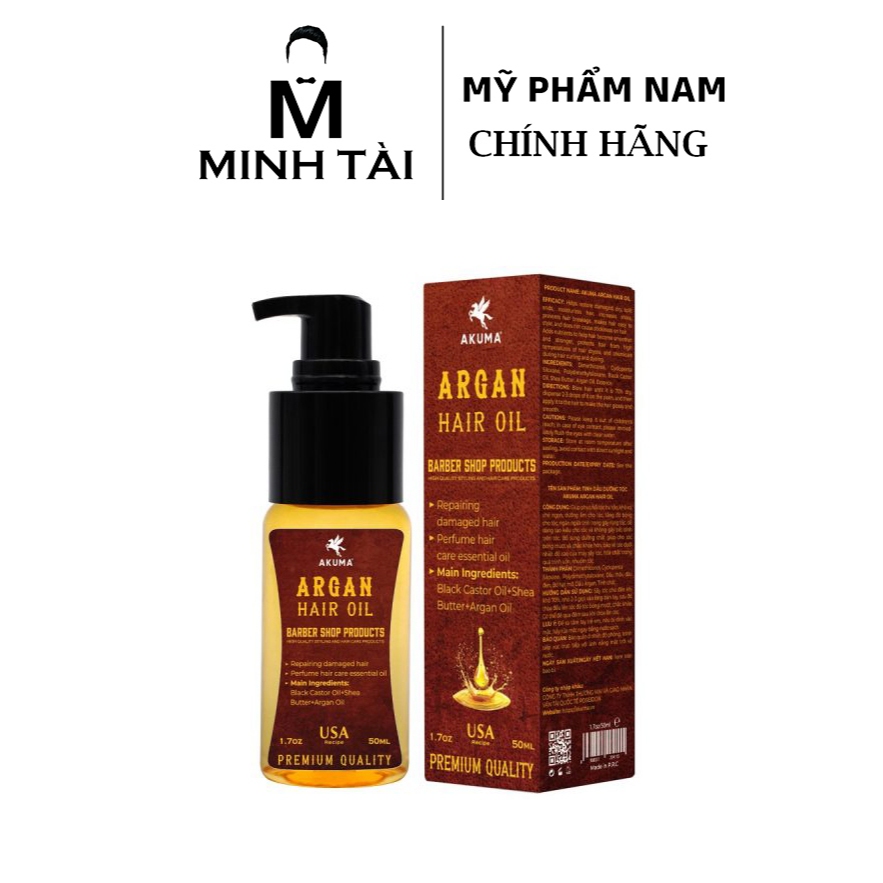 Tinh dầu dưỡng tóc AKUMA Argan Hair Oil 50ml – Phục Hồi Tóc Hư Tổn, Giảm Xơ Rối & Chẻ Ngọn