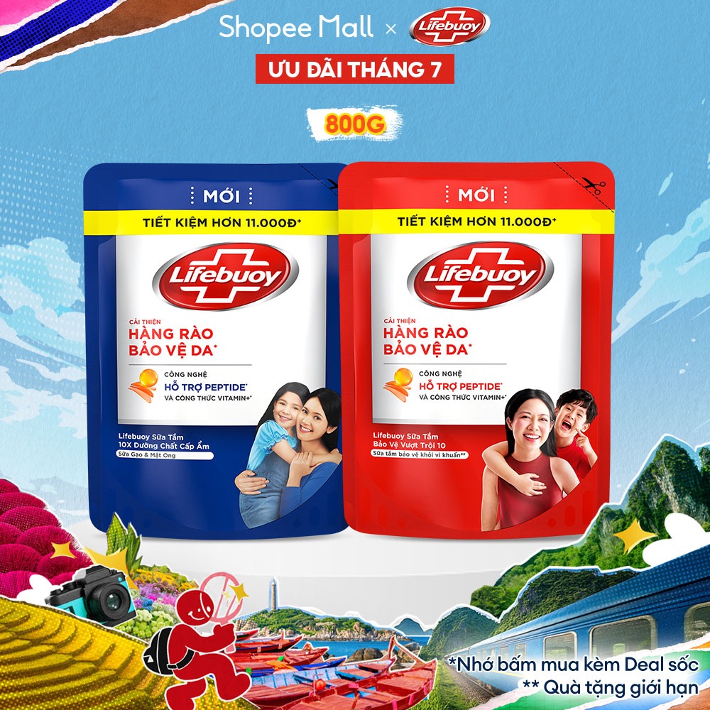 Sữa Tắm Lifebuoy Sạch Khuẩn Bảo Vệ Khỏi 99.9% Vi Khuẩn Chứa Ion Bạc+ Hỗ Trợ Cùng Đề Kháng Da Tự Nhiên 800G