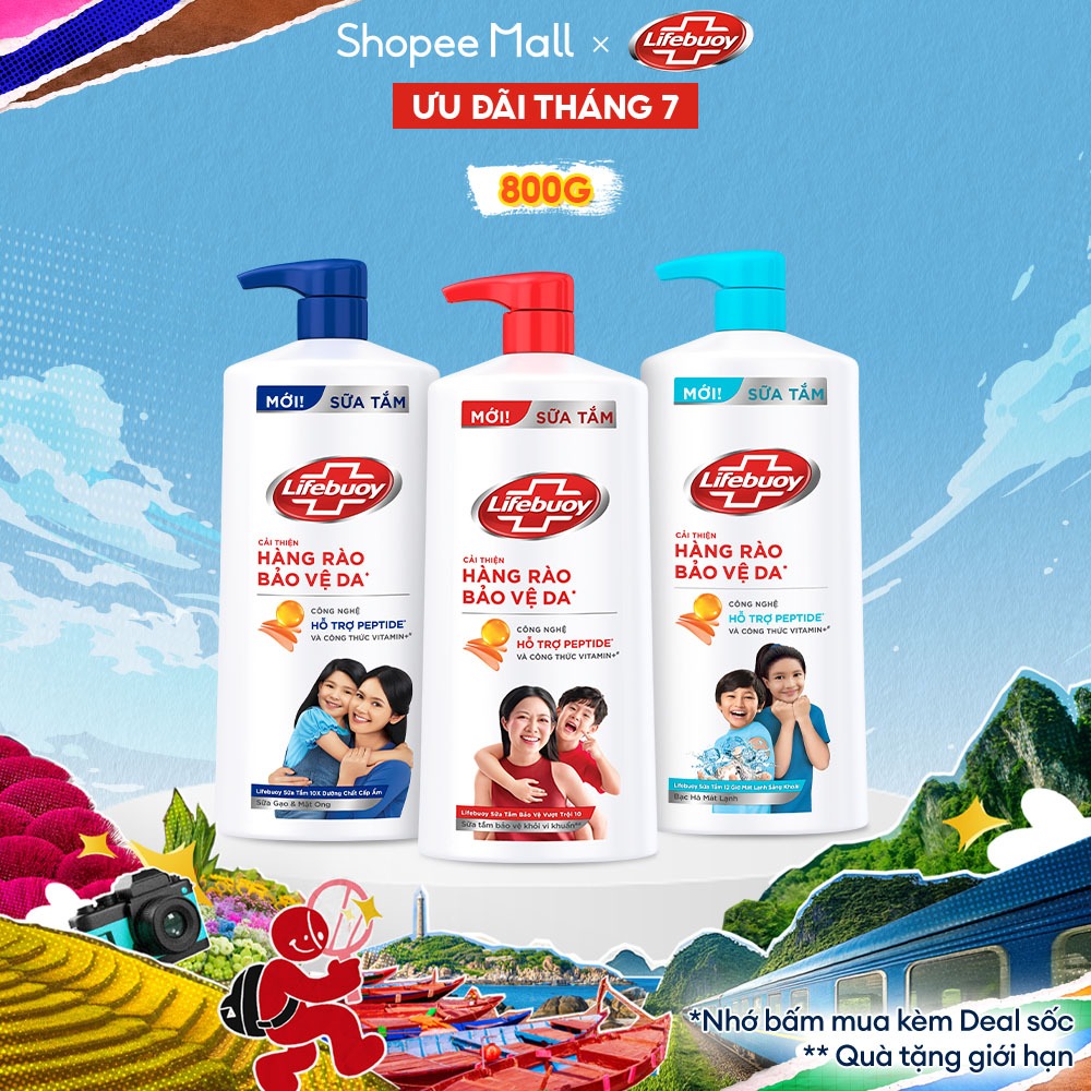 Sữa Tắm Lifebuoy Sạch Khuẩn Bảo Vệ Khỏi 99.9% Vi Khuẩn, Hỗ Trợ Cùng Đề Kháng Da Tự Nhiên 800G