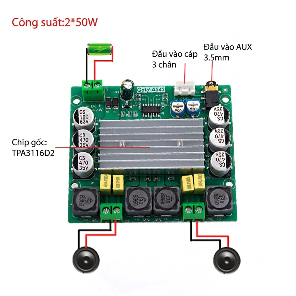 Mạch Công Suất CLASS D TPA3116D2 STEREO 2 Kênh Mẫu Mới - 1 Cái