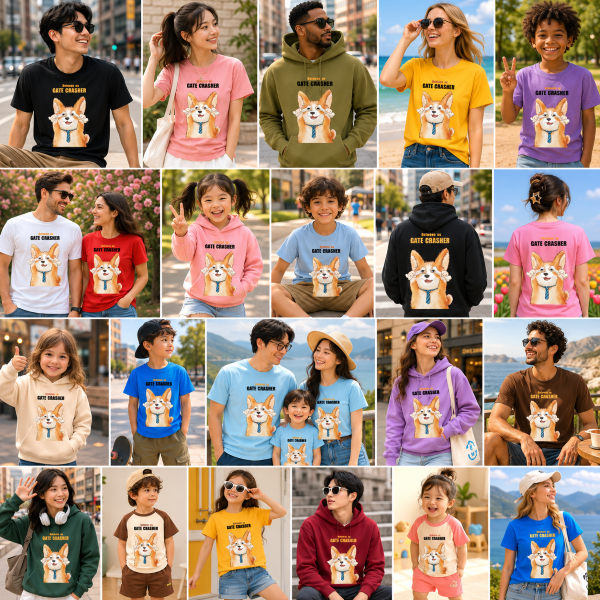 Cute Corgi Cartoon Outfit, Between Us Gate Crasher Kids Set, Funny Dog Lover Clothing, Summer Matchi