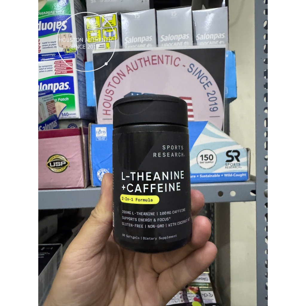 [ Hỏa Tốc ] Viên uống L-Theanine 200mg & Caffeine 100mg Sports Research hũ 60 viên
