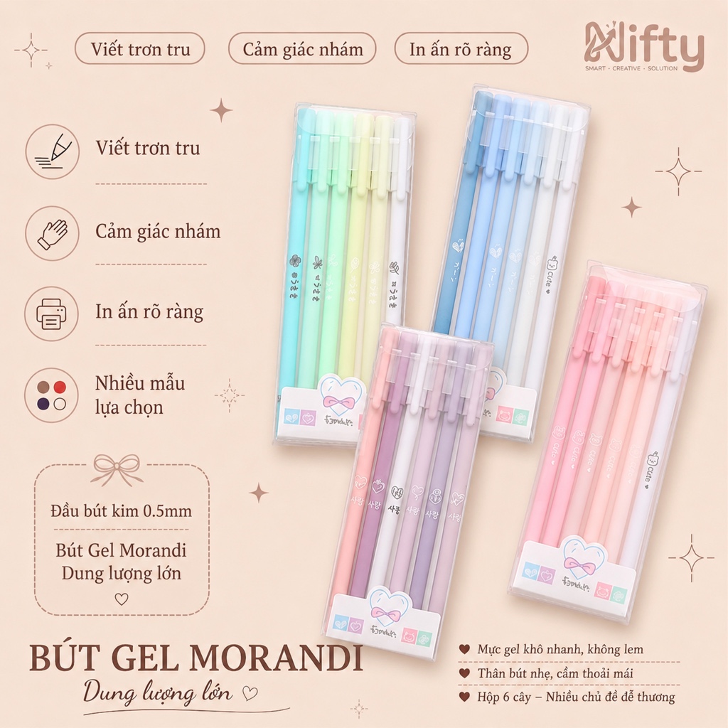 Hộp 6 bút bi Nifty/ Hộp 6 bút gel