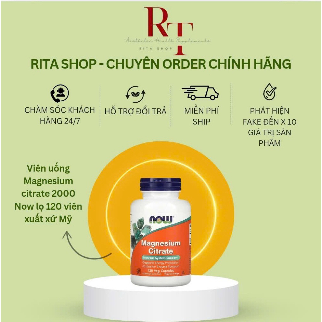 Viên uống Magnesium Citrate ( Magie citrate ) Now lọ 120 viên