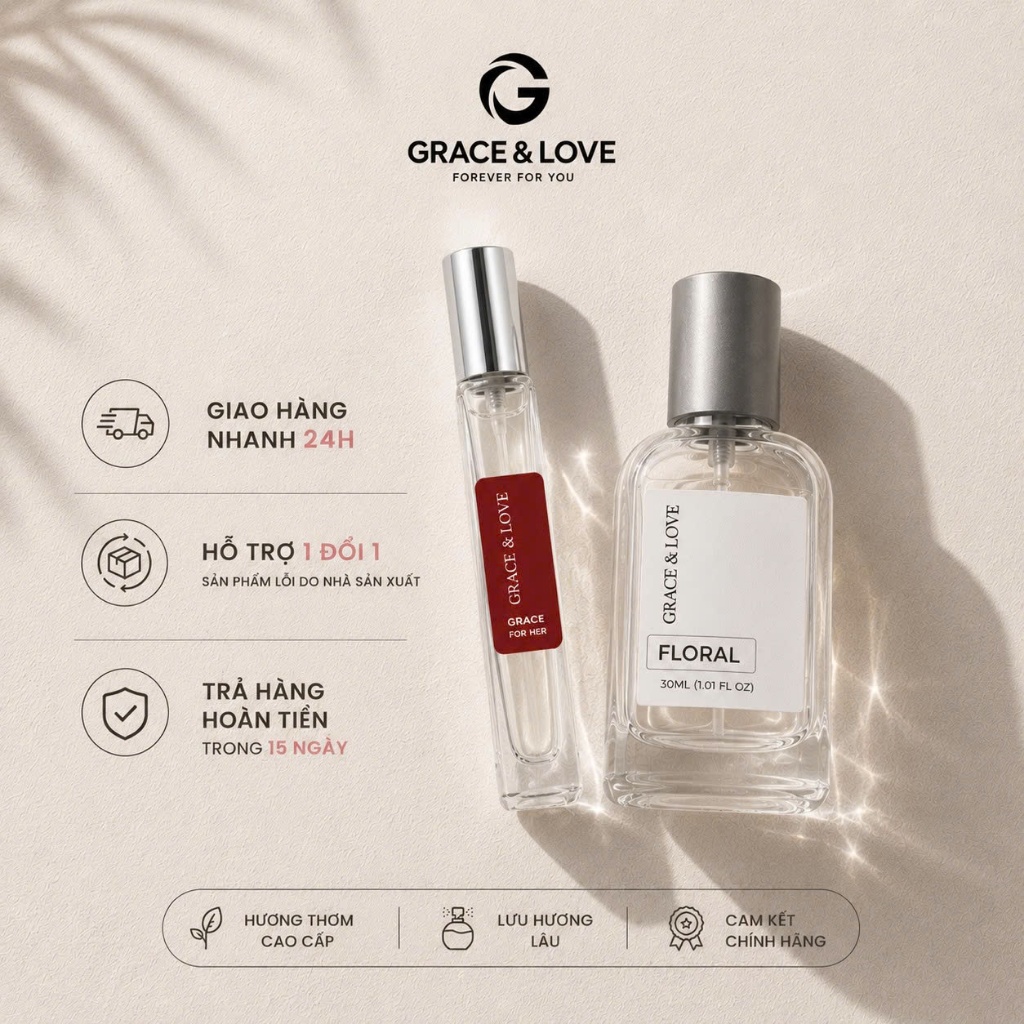 Tinh dầu nước hoa thơm lâu Grace And Love nước hoa cao cấp chính hãng nước hoa body mist sang trọng 