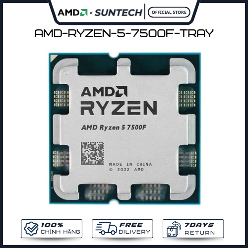 CPU AMD Ryzen 5 7500F TRAY Socket AM5 3.7GHz Đến 5.0GHz 6 Nhân 12 Luồng Kiến Trúc Zen 4 Chip Gaming 